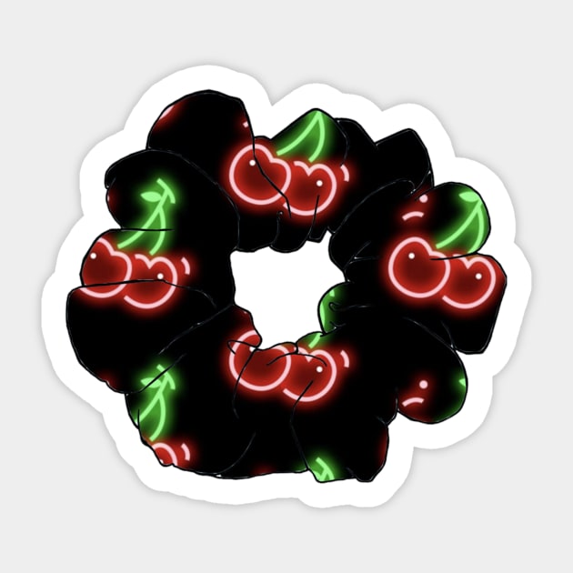 Cherry Scrunchie Sticker Sticker by lolsammy910